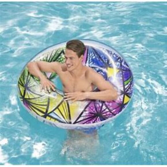 Bestway H2O GO Colorful Stained Glass Swim Ring 41" x 41" x 13" NIB Ages 12t Up - Picture 2 of 3